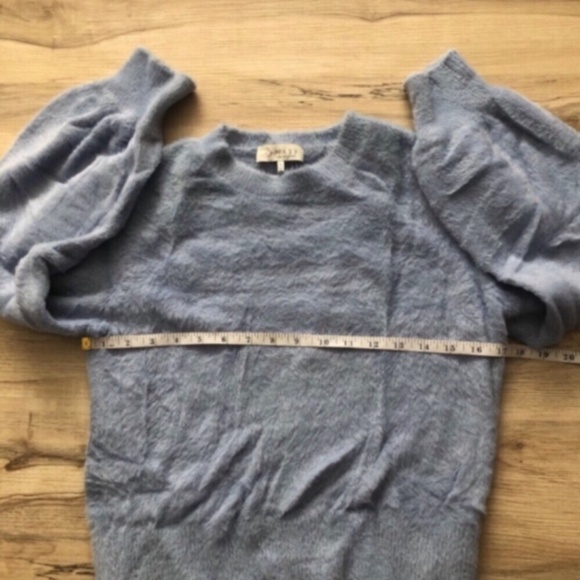 Wayf Blue Crew Neck Sweater with Balloon Sleeves - Picture 7 of 7